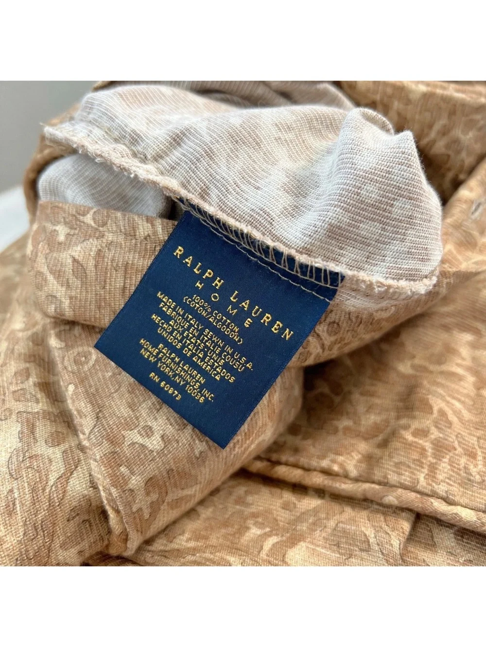 Ralph Lauren ROSSELLINI Medallion Floral QUEEN Duvet Cover Camel Brown Textured